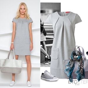 EUC Etcetera Demure Shift Mini Light Gray Dress, 6